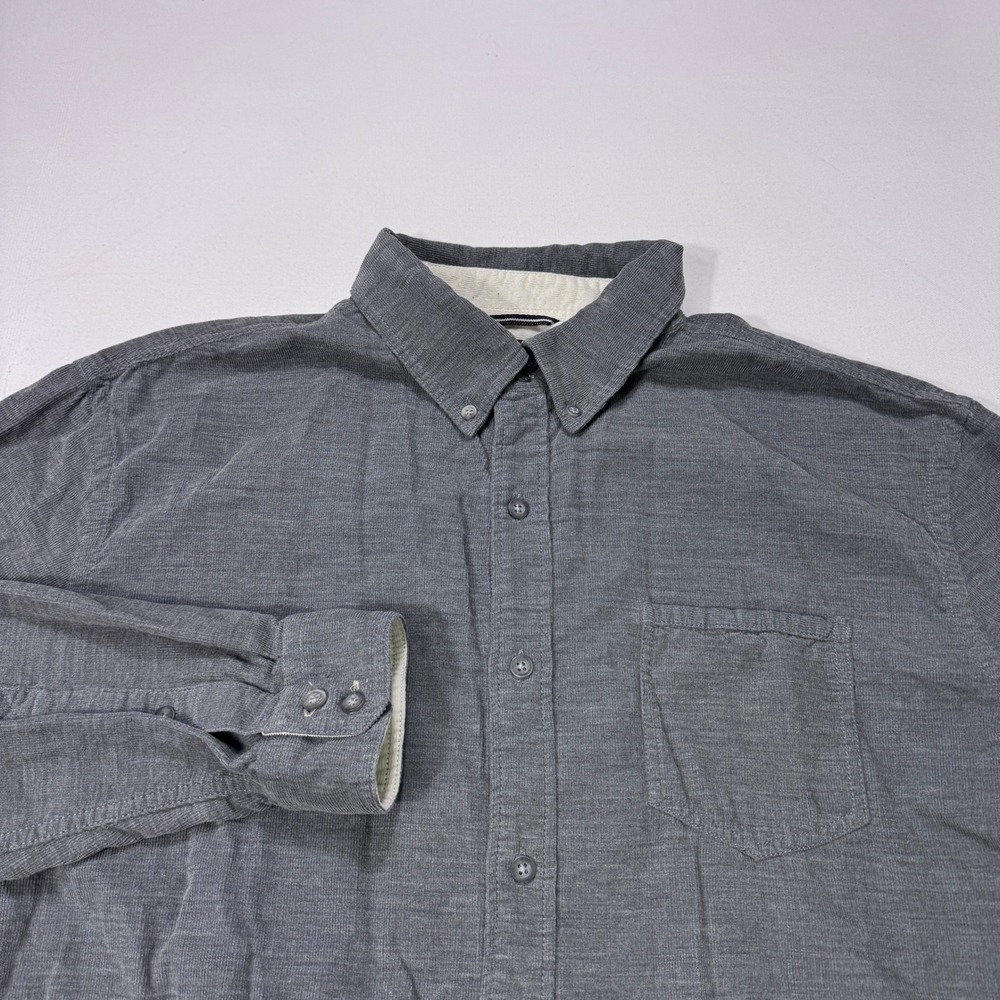 Black Brown 1826 Mens XXL Gray Corduroy Button Down Shirt Cotton Pocket Cabin